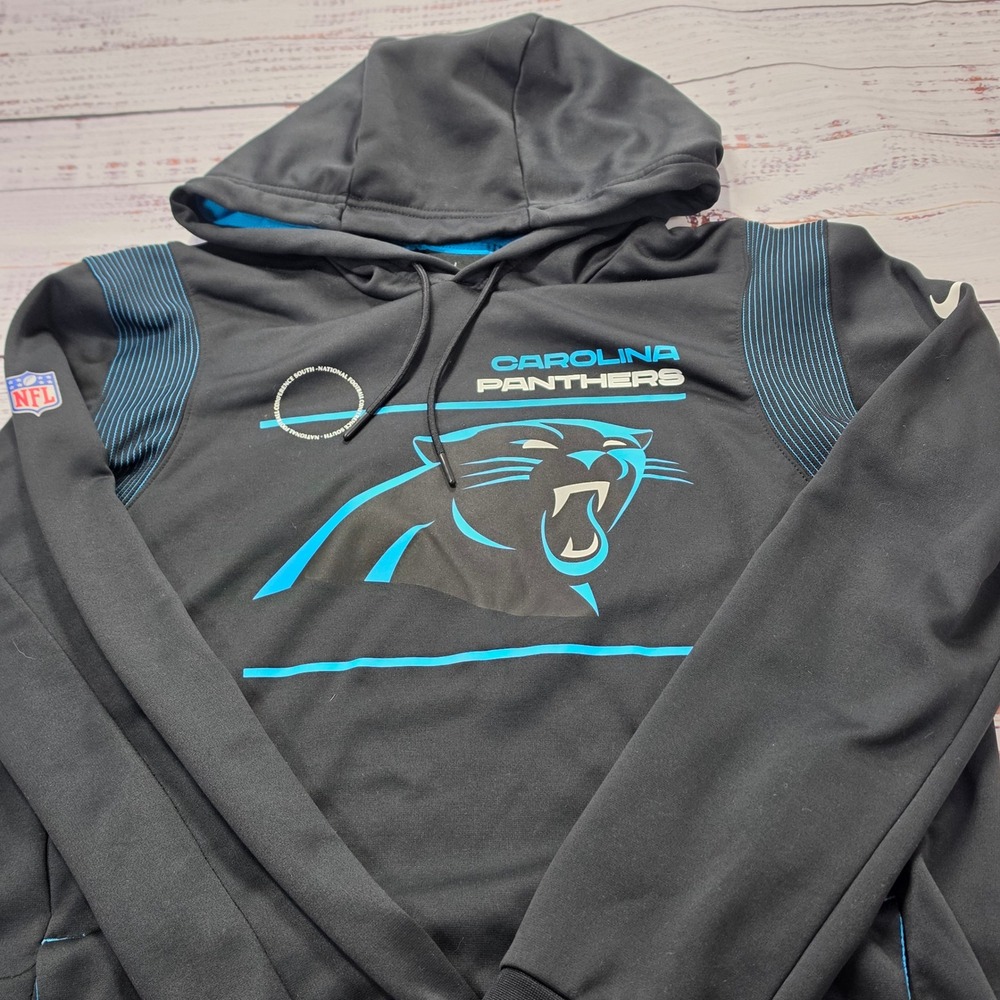 Nike Hoodie Men Medium Black Excellent Carolina Panthers NFL On-Field Dri-FIT